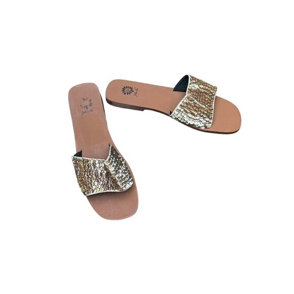 Yellow Box Gold Sequin Bling Yang Slip on Mule Sandals Size 10 NWOB - Picture 8 of 8